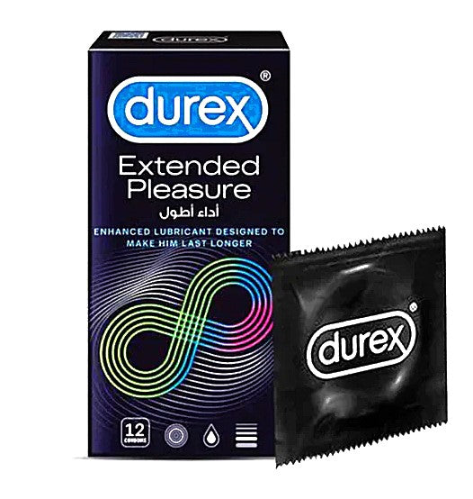 Durex Extended Pleasure Long Timing Delay Condoms (12 Pieces).